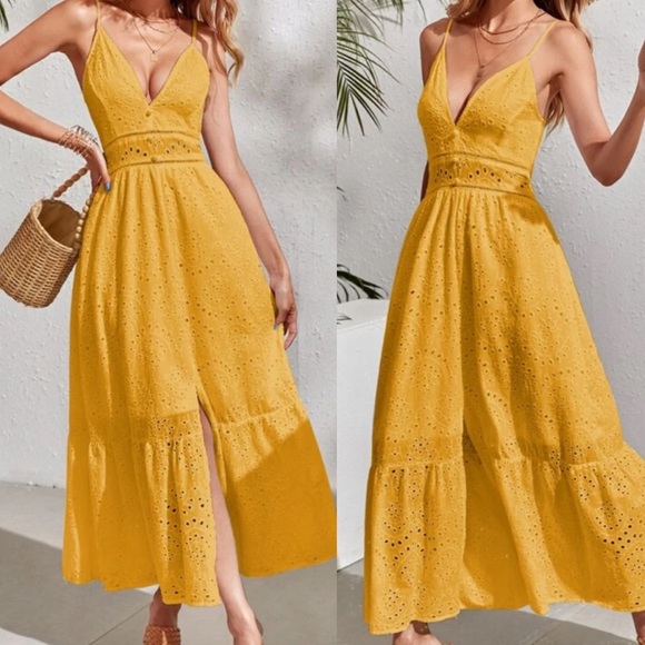 Dresses & Skirts - Boho lace insert cami maxi dress